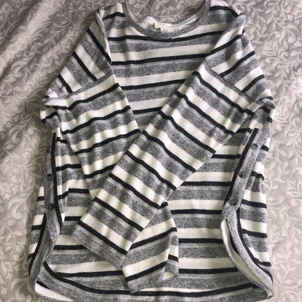 Black and Grey stripped with buttons